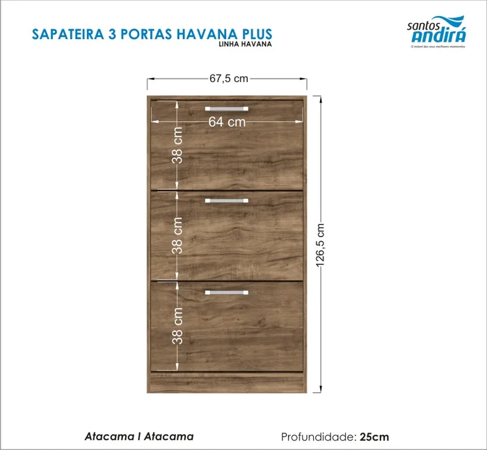 Zapatera Muebles 3 Puertas Dormitorio Jatoba en Marrón - Cómodas, Uruguay | Soy Hogar, vista 4