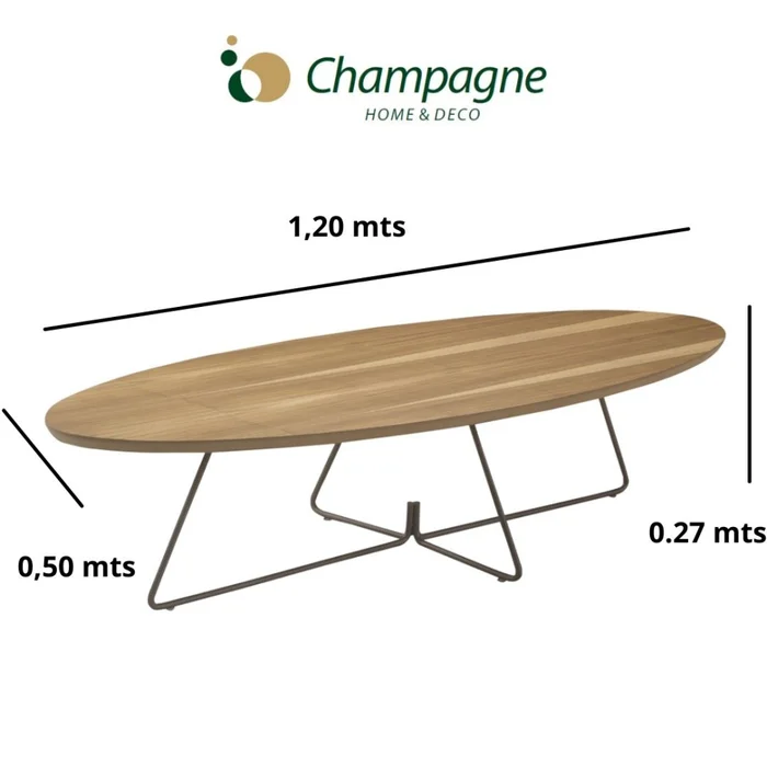 MESA CENTRO OVAL - MADERA CINAMOMO - PATAS GRAFITO en Madera natural - Mesas de living, Uruguay | Champagne Home, vista 2