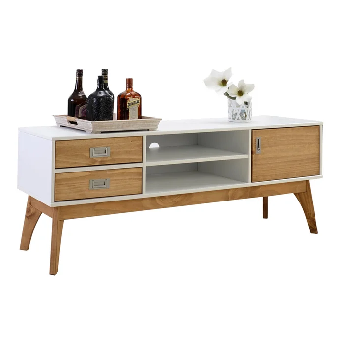 Rack de tv Linea Metro - Blanco/Miel en Multicolor - Muebles para TV, Uruguay | La Cueva Muebles, vista 2
