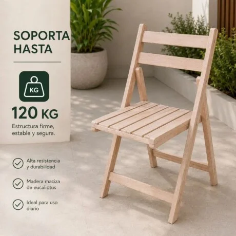 Silla Plegable Madera Eucaliptus en Madera natural - Sillas, Uruguay | La Cueva Muebles, vista 12