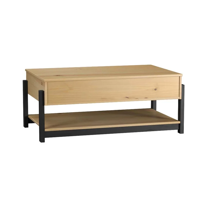Mesa De Living 2 Cajones Madera Maciza Pino Encerado en Negro - Muebles, Uruguay | Soy Hogar, vista 13