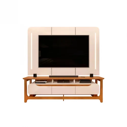 Rack con Panel Salvatore - Blanco en Blanco - Muebles para TV, Uruguay | Ecowood