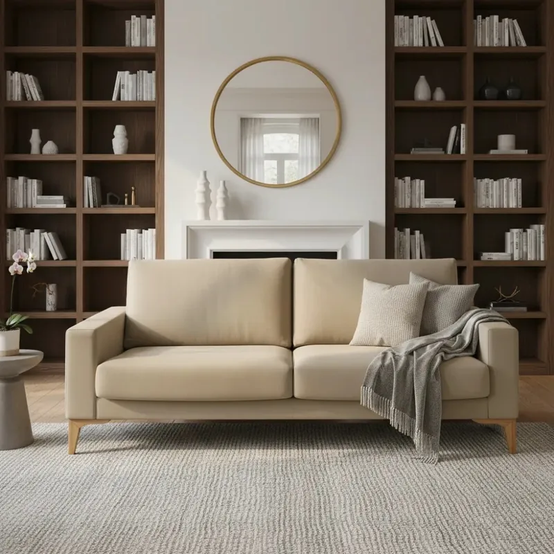Sofa 3 Cuerpos - Tela Lavable - Color Beige en Madera natural - Sillones y sofás, Uruguay | Champagne Home