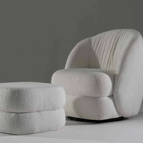 Puff Biscuit en Lino rustico Bege - T1946 - Butacas, banquetas y puffs, Uruguay | Casa Brava