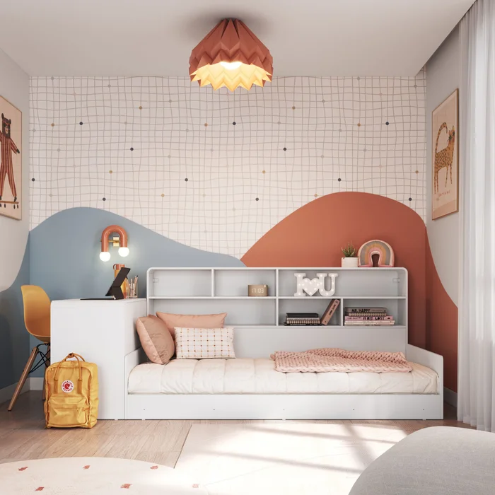 Cama Dafne – Con Escritorio y Estantería - Dormitorio, Uruguay | RM Muebles y Deco, vista 2