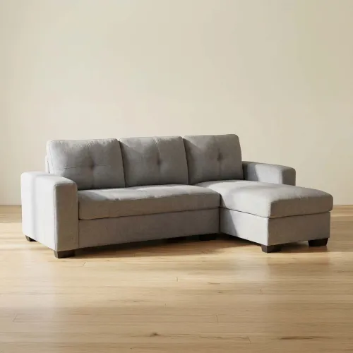 Sofá C/chaise Más De 4 Cuerpos Tela Gris Detroit en Gris - Sillones y sofás, Uruguay | Divino
