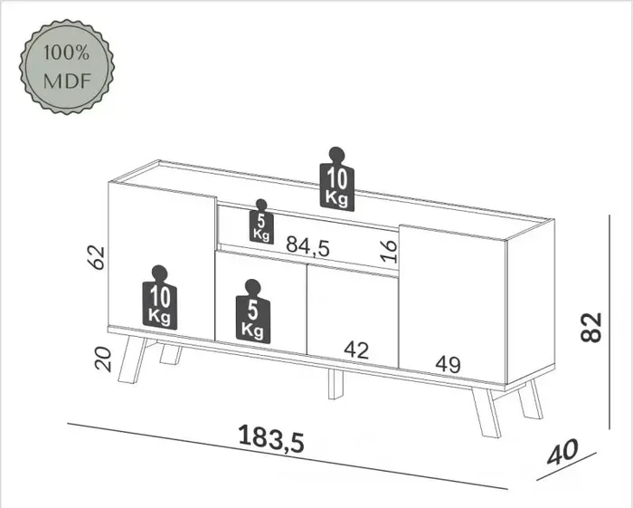 Aparador Buffet Linea Lisboa 100% MDF en Beige - Aparadores y recibidores, Uruguay | Balton, vista 9