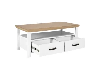 Mesa de centro con nicho y dos cajones en Madera natural - Sillones y sofás, Uruguay | Que Sal Muebleria, vista 3