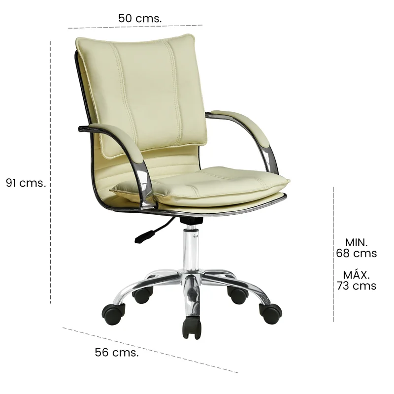 Silla De Escritorio Simil-cuero Natural-beige 6226 en Beige - Escritorios y sillas de escritorio, Uruguay | Divino, vista 3