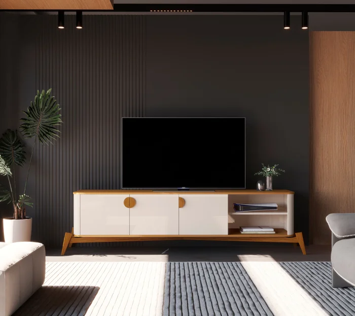 Rack 180CM - Linea Buriti 100% MDF en Blanco - Muebles para TV, Uruguay | Balton