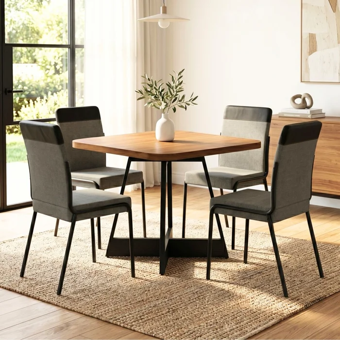 Juego de Comedor 4 sillas Duo + Mesa Atria - Negro en Negro - Mesas de comedor, Uruguay | Rústico Hogar