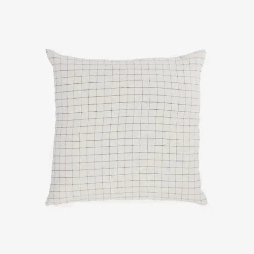 Almohadón Maialen 100% lino cuadros blanco y rayas negro 45 x 45 cm en Blanco - Textiles, Uruguay | Kavehome