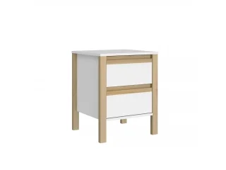 Mesa de luz Combinado madera 2 Cajones Blanco/miel - Mesas de luz, Uruguay | Que Sal Muebleria, vista 2