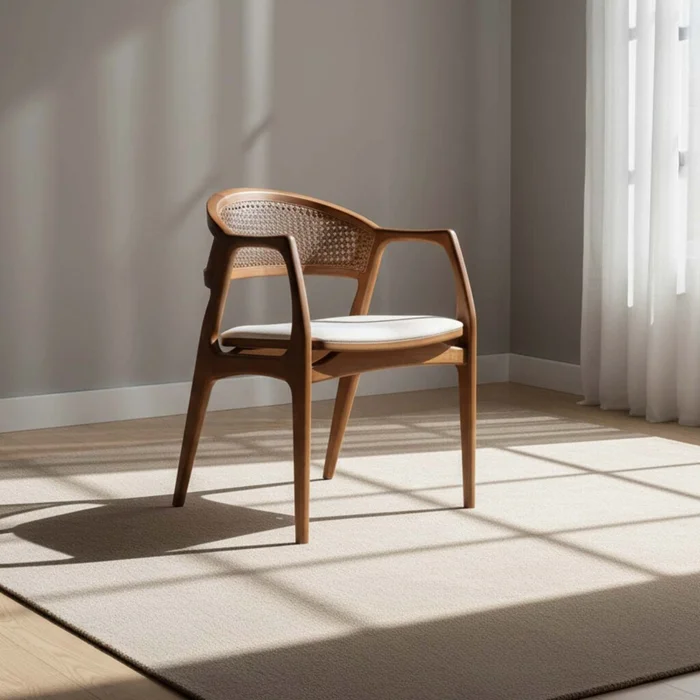 Silla De Comedor Madera-y-tela Natural-beige Carlo en Madera natural - Sillas, Uruguay | Divino