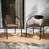 Silla exterior de metal y Rattan con apoyabrazos - Marrón en Marrón - Muebles para el exterior, Uruguay | Rústico Hogar, vista 2 de 4