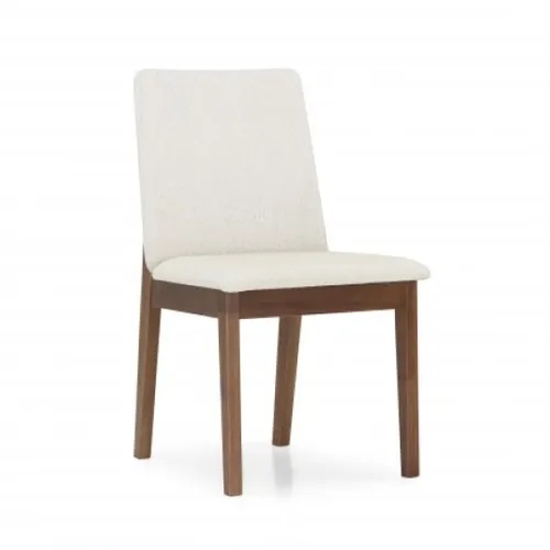 Silla Tapizada Respaldo Curvo Patas Madera en Beige - Sillas, Uruguay | Champagne Home