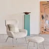Reposapiés Belina de chenilla - beige con reposapiés y acero con acabado blanco en Beige - Butacas, banquetas y puffs, Uruguay | Kavehome, vista 2 de 6