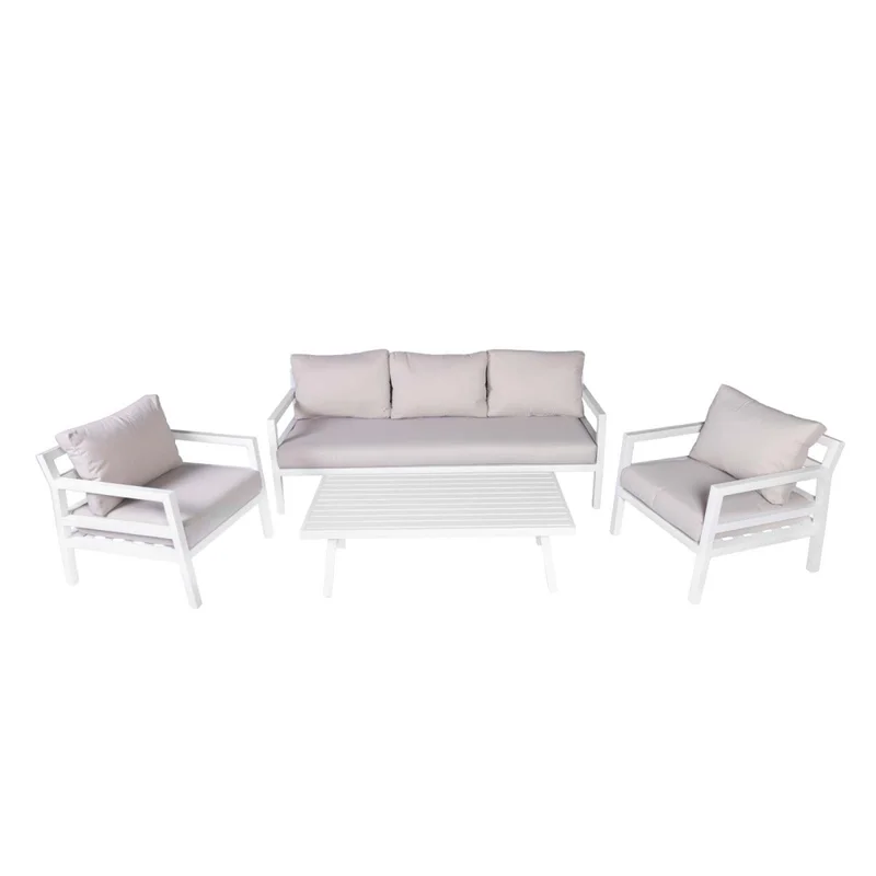 Set De Living (1+2+1) Aluminio Blanco Portofino en Blanco - Muebles para el exterior, Uruguay | Divino, vista 3