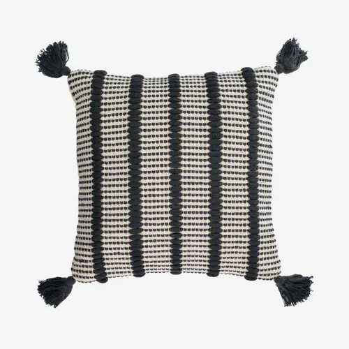 Almohadón Maine 100% algodón rayas blanco y negro 45 x 45 cm en Negro - Textiles, Uruguay | Kavehome