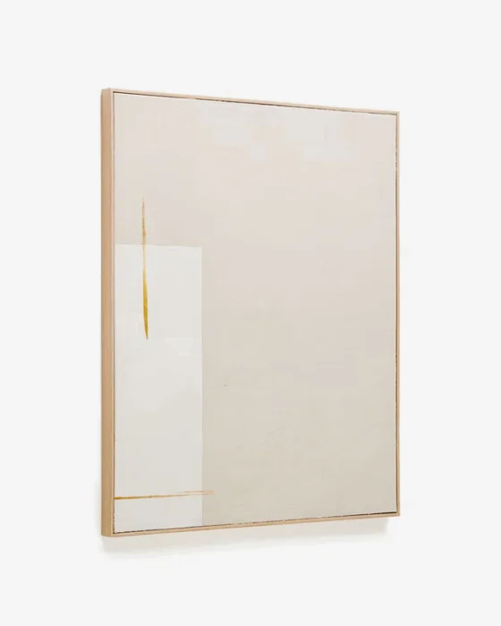 Cuadro abstracto de Salin con raya vertical de lino beige 80 x 100 cm en Beige - Decoración de pared, Uruguay | Kavehome