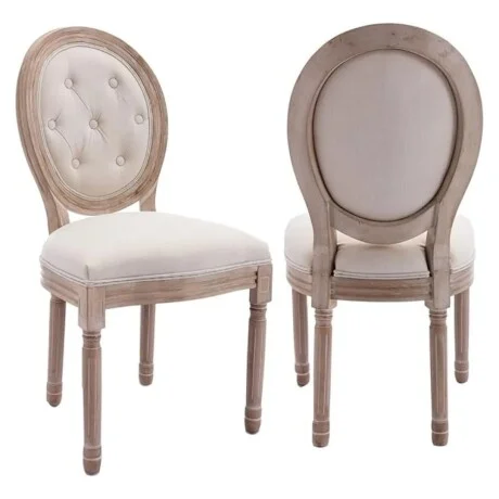 Silla Tapizada Estilo Luis Xv Con Botones en Beige - Sillas, Uruguay | La Cueva Muebles, vista 8