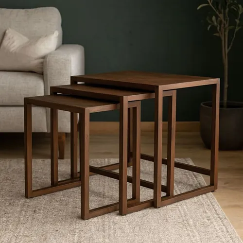 MESA AUXILIAR THE THREE MARRÓN SET x 3 en Marrón - Mesas de comedor, Uruguay | Viasono