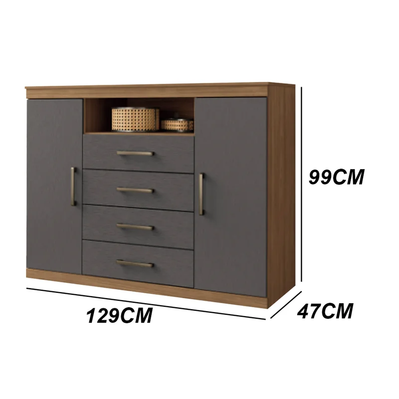 Comodas Cajoneras 2 Puertas 4 Cajones Dormitorio Grafito en GRAFITO JATOBA - Cómodas, Uruguay | Soy Hogar, vista 4