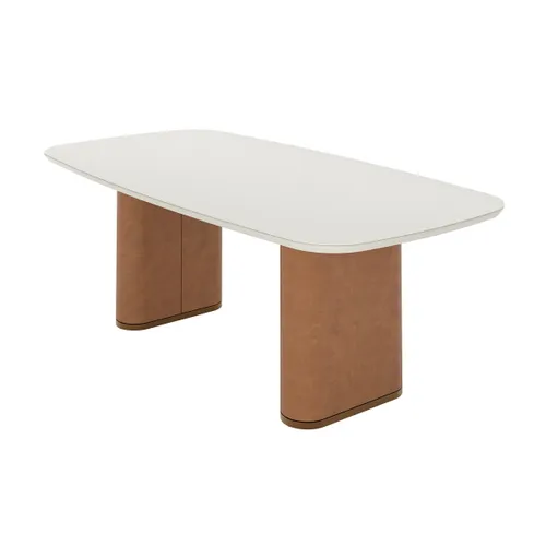 Mesa De Comedor Lintz - 184 - Linea Mónaco - Blanco/Marrón - Mesas de comedor, Uruguay | Rústico Hogar