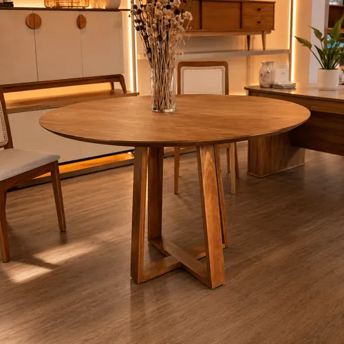 Mesa Asia Redonda 120cm - Madera Maciza en Madera natural - Mesas de comedor, Uruguay | Balton