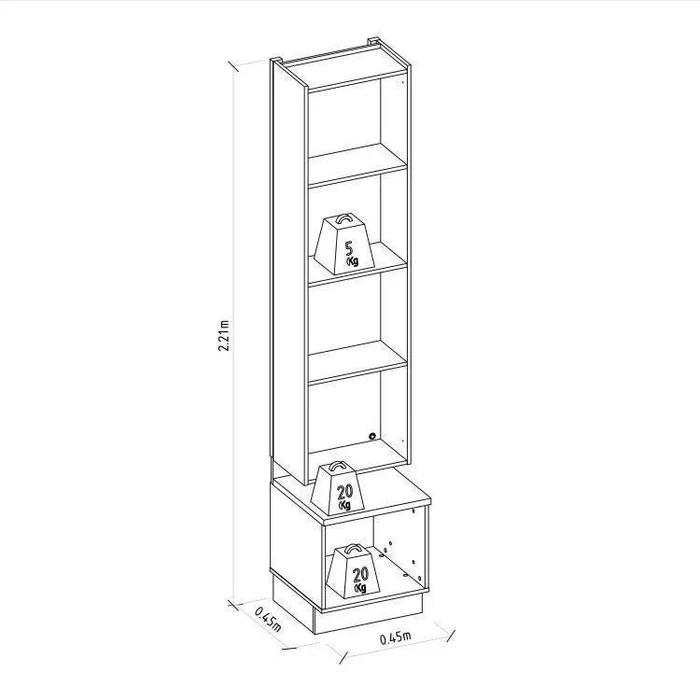 Conjunto Modular - Magnum 380CM - 4 Cristaleros con Led en Madera natural - Muebles para TV, Uruguay | Balton, vista 11