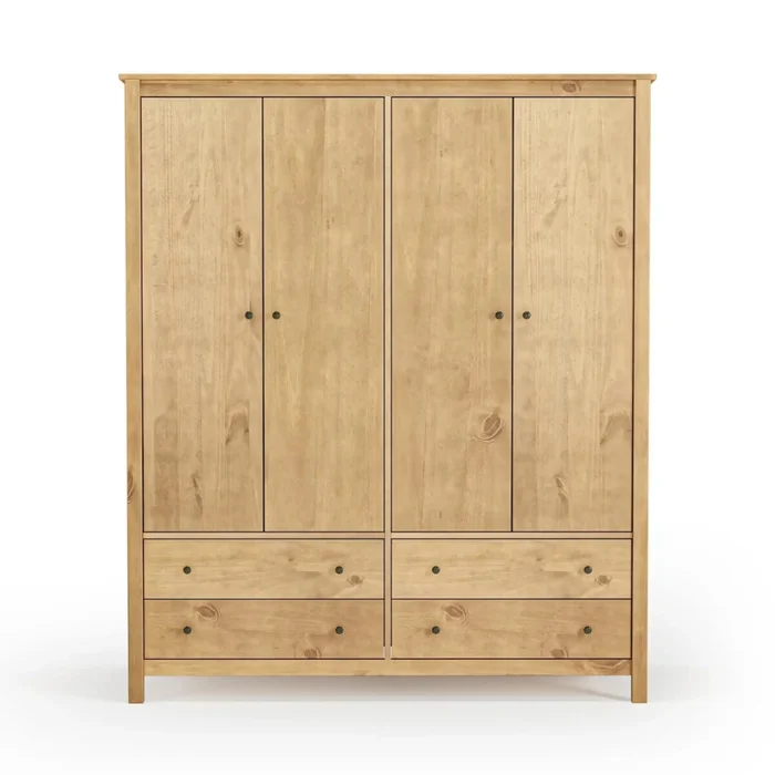 Ropero 4 Puertas 4 Cajones Madera Natural - Mari - Miel en Madera natural - Roperos y placares, Uruguay | Rústico Hogar, vista 3