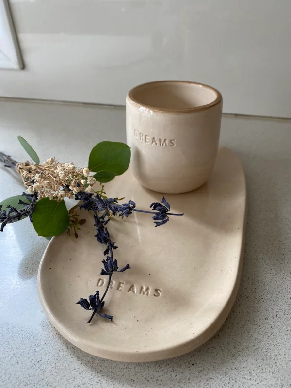 Set vaso y plato ovalado en cerámica en Beige - Decoración, Uruguay | Dreams On Time, vista 11
