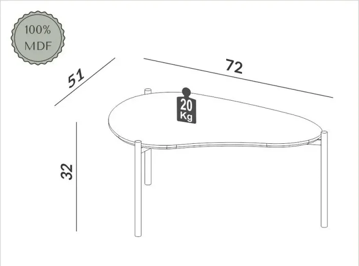Mesa Ratona Organica Florencia 70CM Baja en Madera natural - Mesas de living, Uruguay | Balton, vista 4