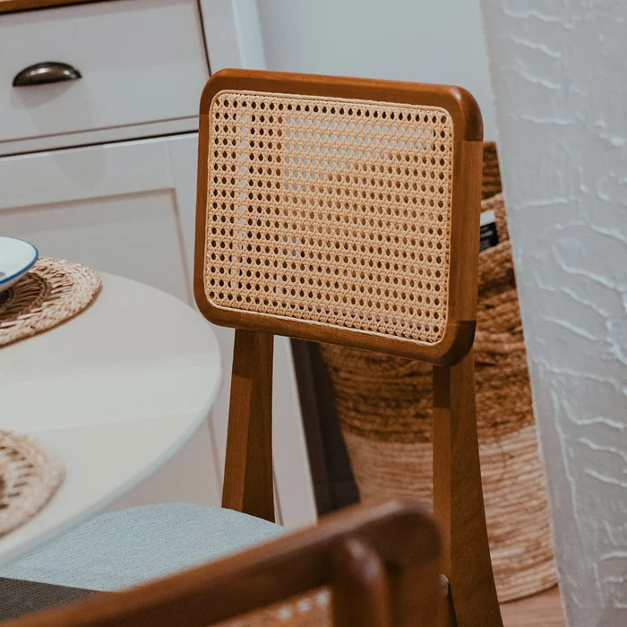 Silla de Comedor Classic Ratan - Línea Nevada - Lino Gris en Gris - Sillas, Uruguay | Ecowood, vista 4