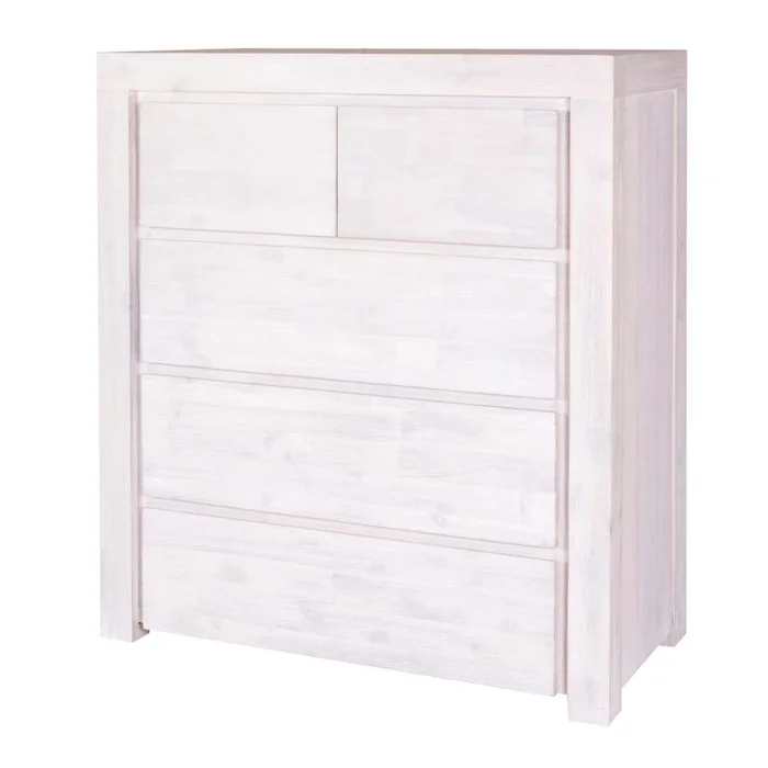Comoda 5 Cajones Madera-acacia Natural-beige Newport en Blanco - Cómodas, Uruguay | Divino, vista 2