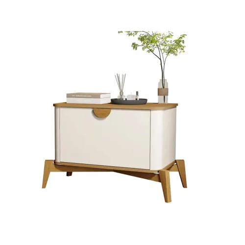 Mesa De Luz 1 Puerta 4 Patas Mdp Off White Natural - Mesas de luz, Uruguay | Lais Muebles