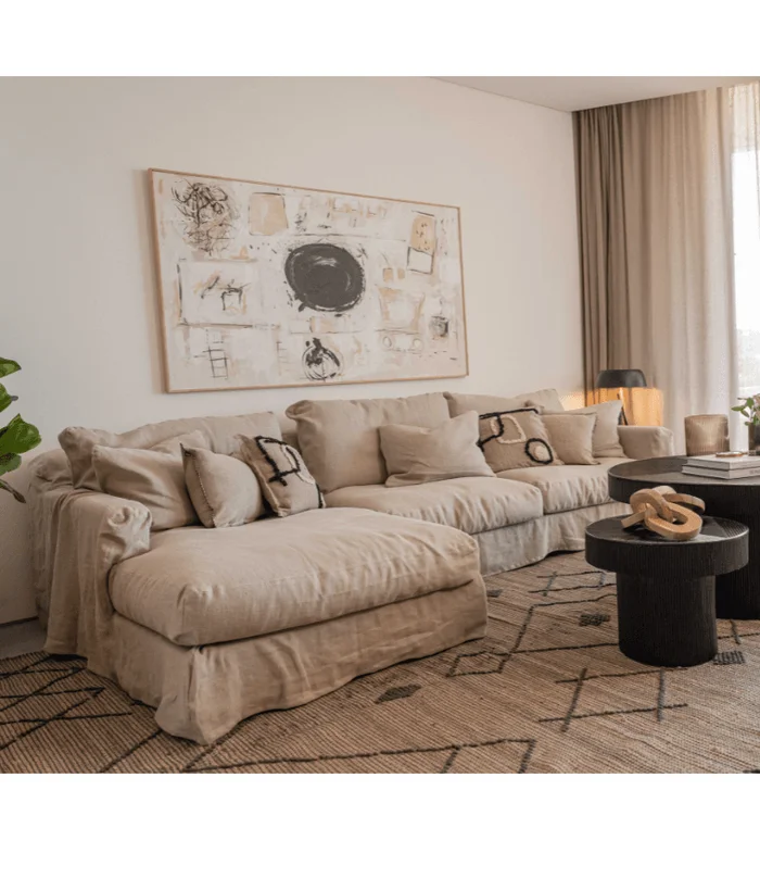 RINCONERA BISCARROSSE 303X100X160 LINO BEIGE CHAISE LONGUE IZQUIERDO en Beige - Sillones y sofás, Uruguay | Más Infinito Casa, vista 2