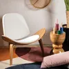 Butaca Shell - Natural y cuero blanco en Blanco, Natural - Butacas, banquetas y puffs, Uruguay | Walnut, vista 1 de 5