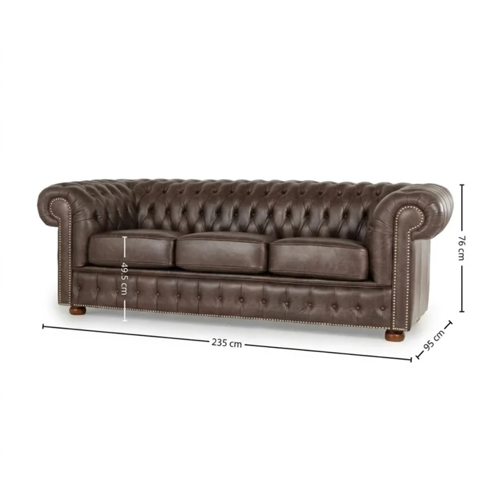 Sofá Chesterfield Novo - Cuero Advanced - 3 cuerpos - Havana en Beige - Sillones y sofás, Uruguay | Nyr, vista 6