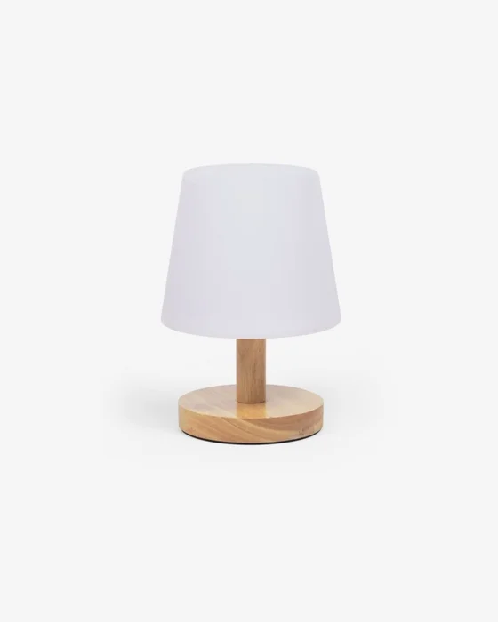 Lámpara de mesa Ambar de polietileno y madera en Madera natural - Muebles para el exterior, Uruguay | Kavehome