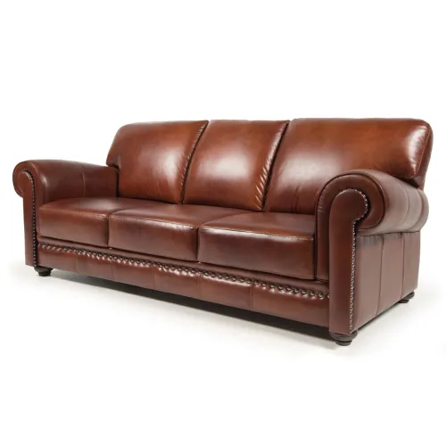 Sofá Gentleman - Cuero Natural - 3 cuerpos - A fabricar en Marrón - Sillones y sofás, Uruguay | NYR