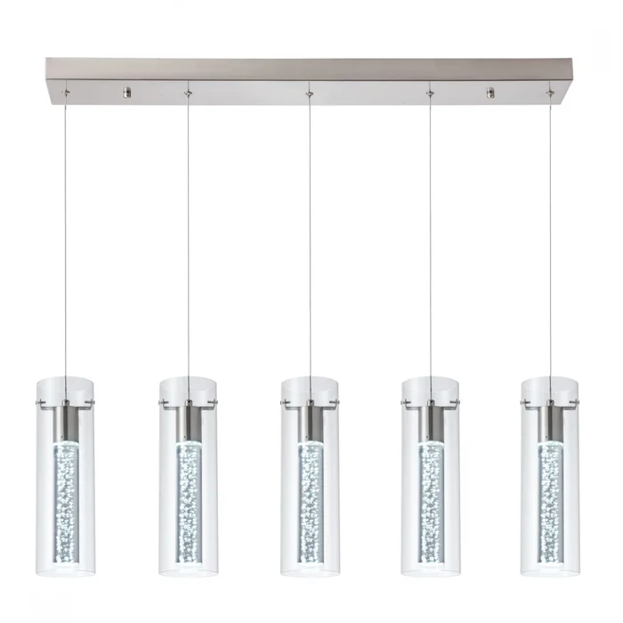 Colgante led lineal cinco cilindros efecto agua 30W en Plateado - Lámparas colgantes, Uruguay | Iluminica, vista 2