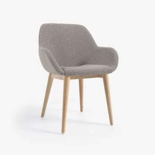 Silla Konna de borreguito - gris claro y patas de chapa de fresno acabado natural en Gris - Sillas, Uruguay | Kavehome