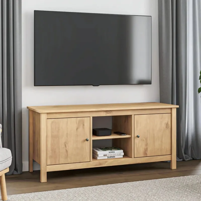 Rack para TV 2 Puertas - Línea Maden - Marrón en Blanco - Muebles para TV, Uruguay | Ecowood