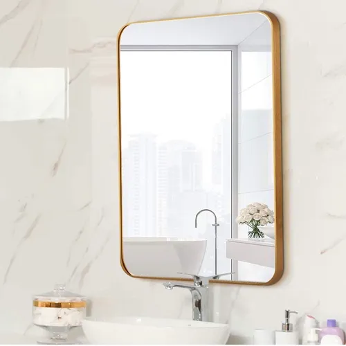 Espejo rectangular aluminio dorado 60x80cm en Dorado - Espejos, Uruguay | Alta Gracia Deco