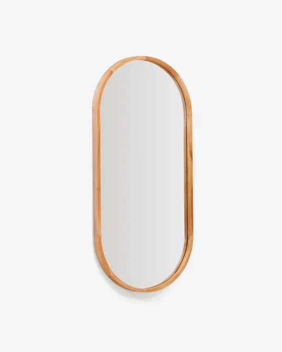 Espejo Magda de madera maciza de teca con acabado natural - Ø 45 x 95 cm en Madera natural - Espejos, Uruguay | Kavehome
