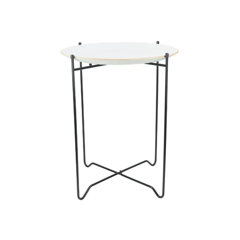 MESA AUXILIAR REDONDA D41/H52CM MADERA BLANCA en Blanco - Mesas de arrimo, Uruguay | Koz