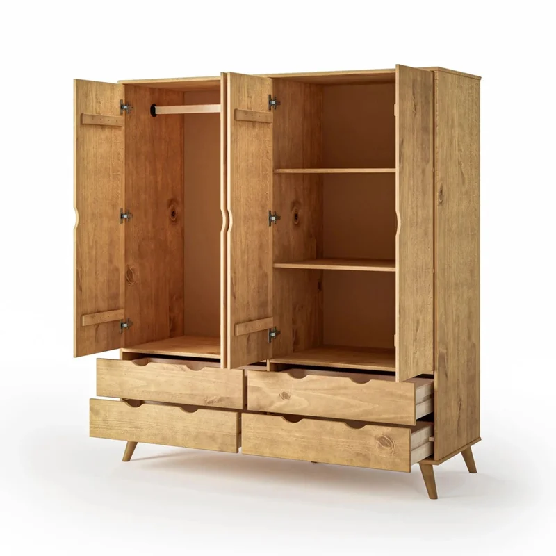 Ropero 4 Puertas - 4 Cajones - Línea Berlin - Marrón en Marrón - Roperos y placares, Uruguay | Ecowood, vista 4