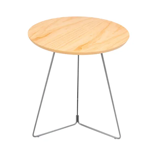 MESA LATERAL REDONDA - TAPA TECA - PATAS GRAFITO en Multicolor - Mesas de living, Uruguay | Champagne Home