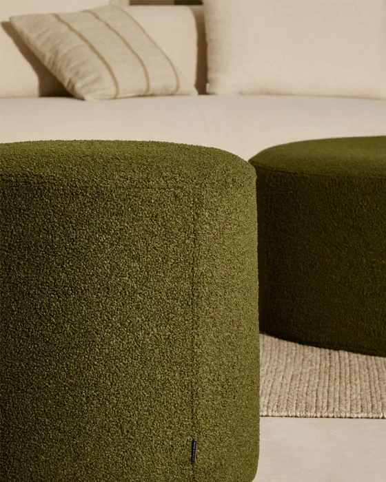 Reposapiés desenfundable Kaeli - de borreguito verde Ø 43 cm en Verde - Butacas, banquetas y puffs, Uruguay | Kavehome, vista 4